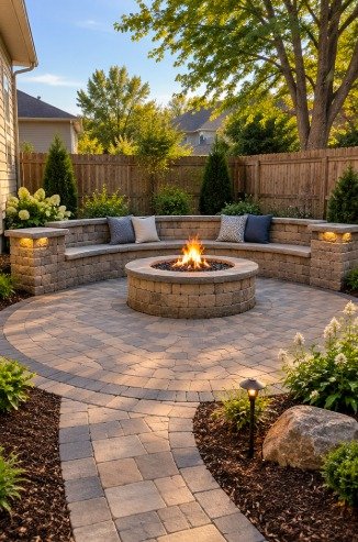 Backyard Fire Pit Patio after Dream Paving