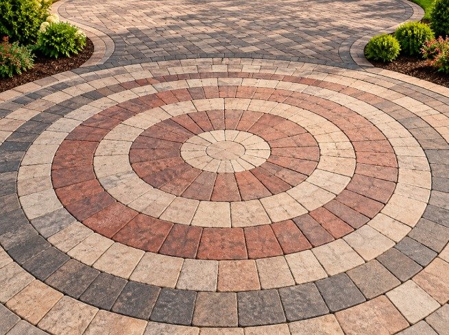 Decorative circular paver pattern